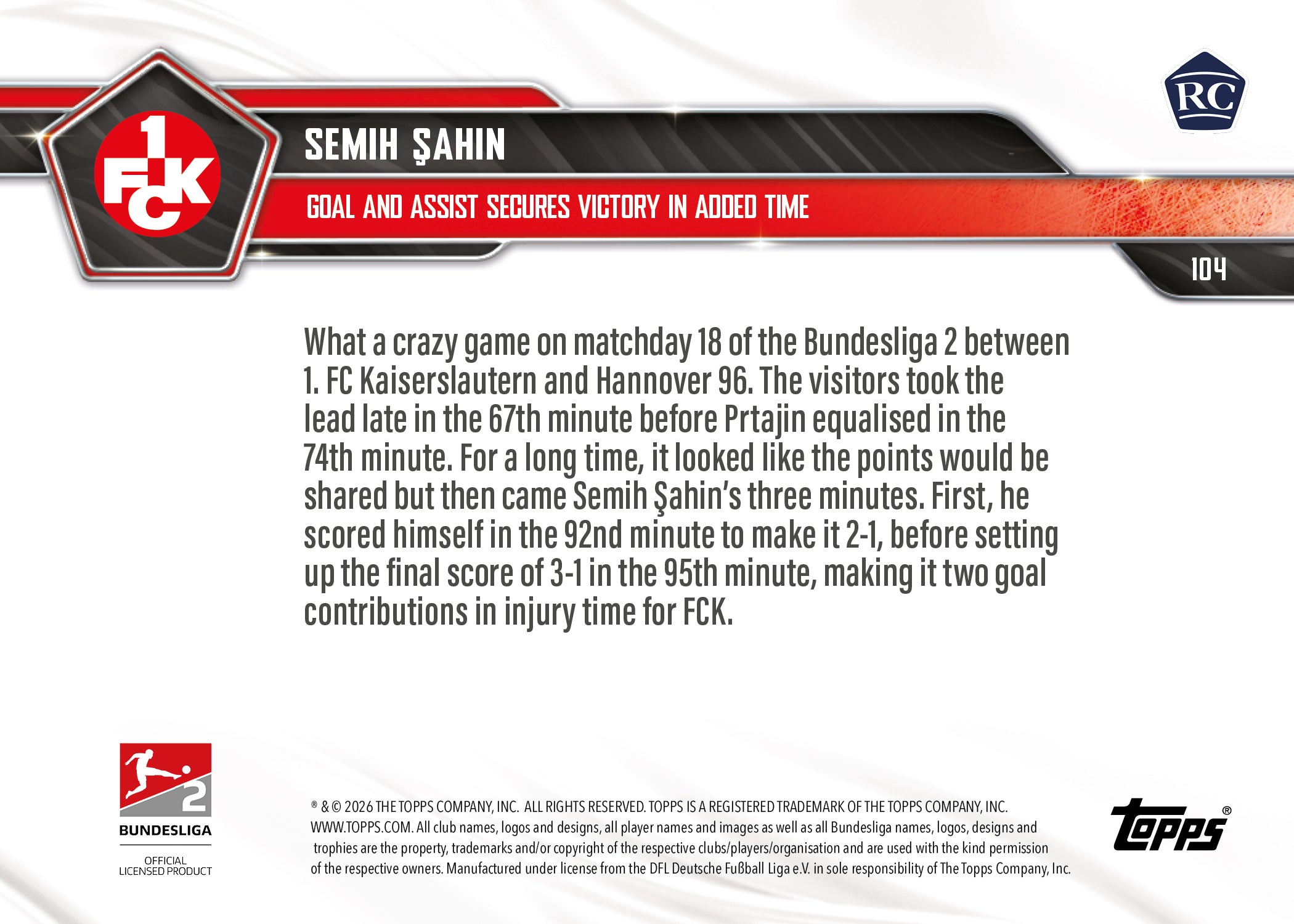 Semih Şahin - 2025-26 Bundesliga Topps NOW - Card 104 - PR: 448 - Image 7