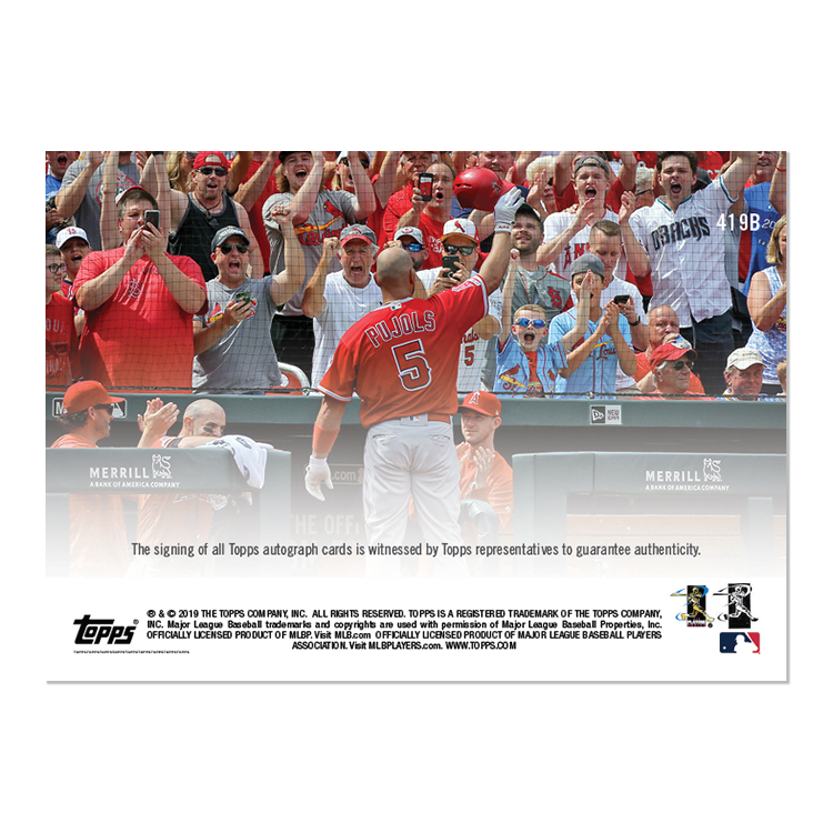 On-Card Autograph # to 5 - Albert Pujols - MLB TOPPS NOW Card 419B - Image 2
