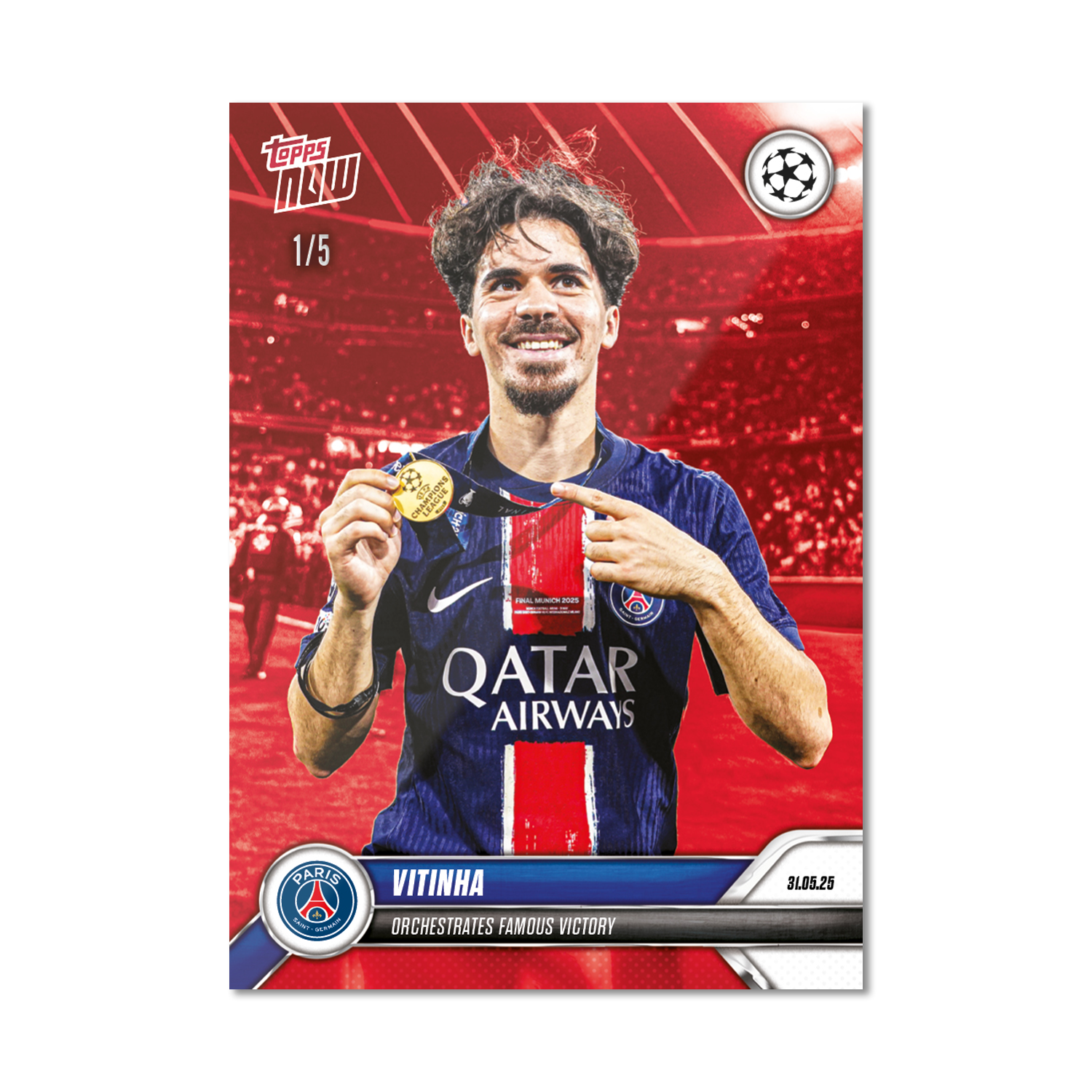 Vitinha - 2024-25 UCL Topps NOW - Card 165 - LOOK FOR AUTO-RELIC - PR: 1025 - Image 5