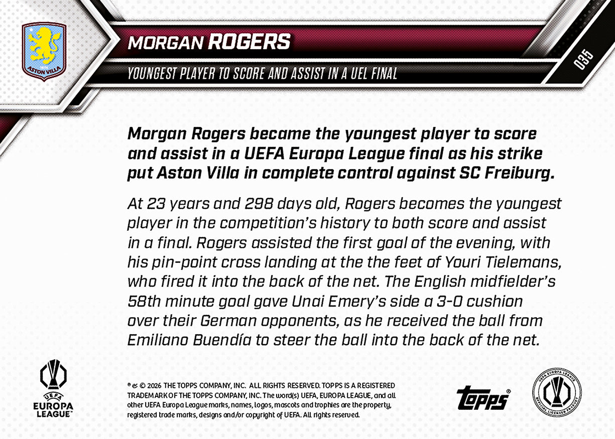 Morgan Rogers - 2025-26 UEL Topps NOW - Card 35 - PR: 1294 - Image 9