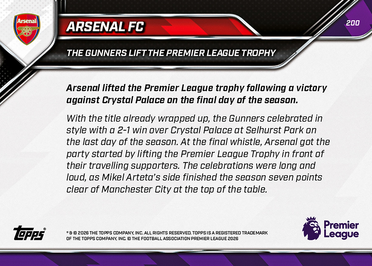 Arsenal FC - 2025-26 Premier League Topps NOW - Card 200 - PR: 9165 - Image 9