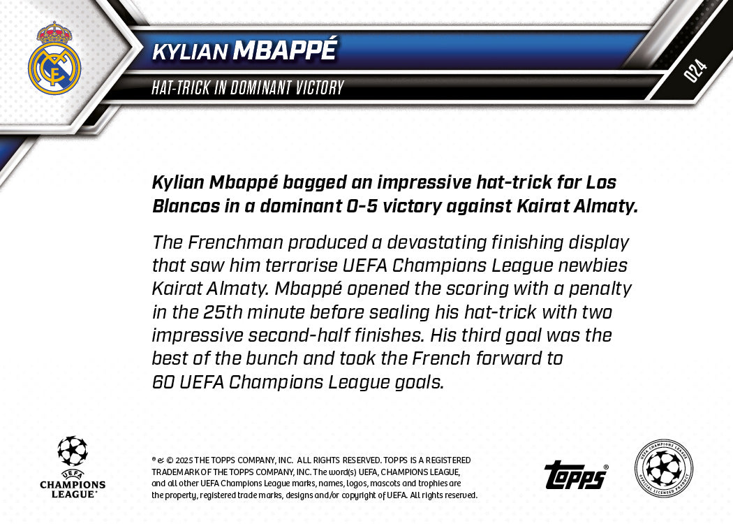 Kylian Mbappé - 2025-26 UCL Topps NOW - Card 24 - PR: 1143 - Image 7