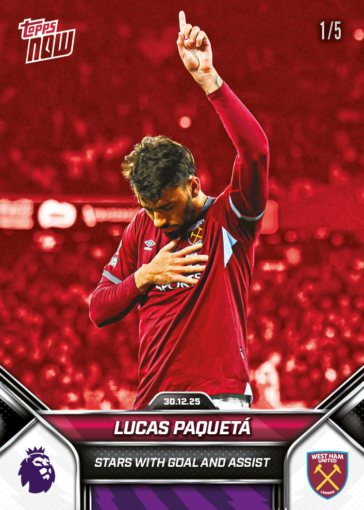 Lucas Paquetá - 2025-26 Premier League Topps NOW - Card 95 - PR: 215 - Image 3