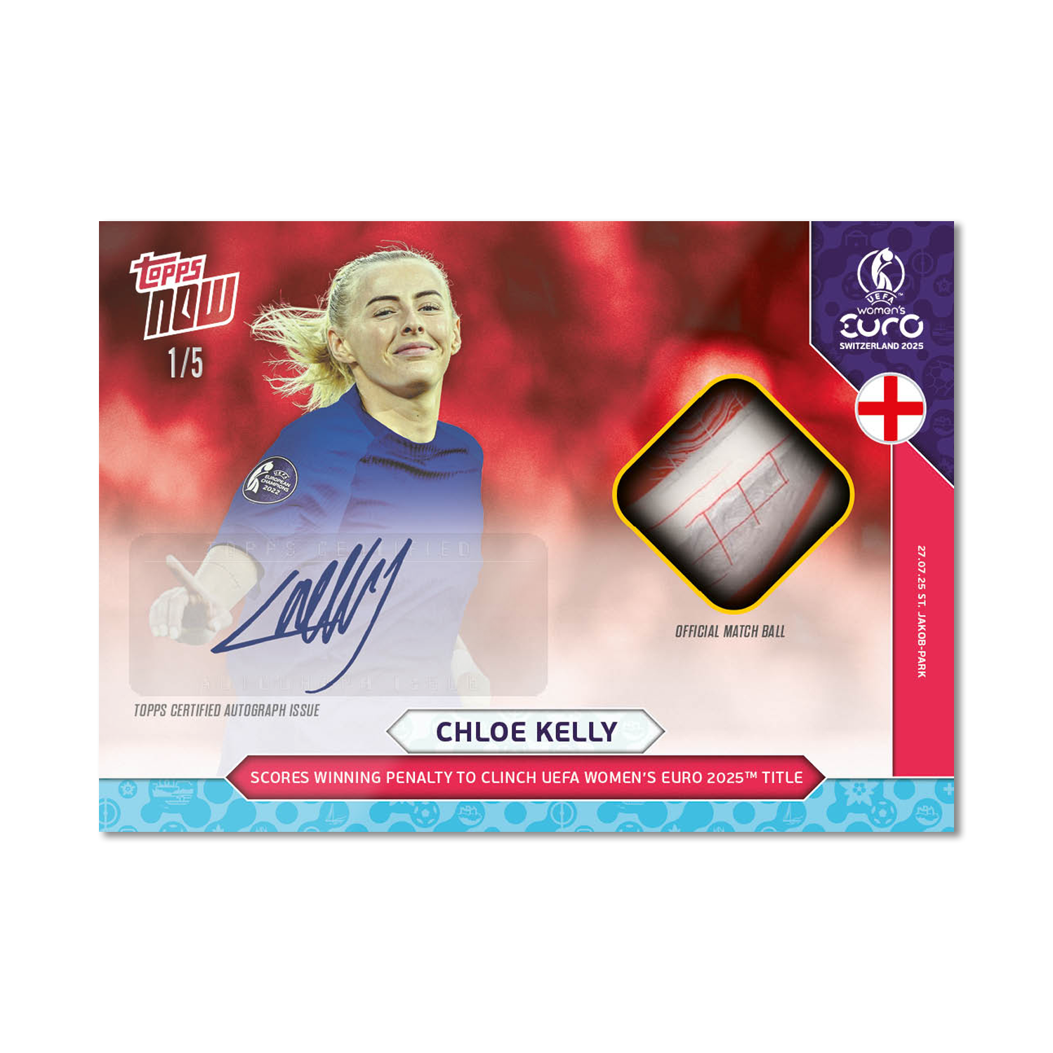 Chloe Kelly - UEFA Women’s EURO 2025™ Topps NOW - Card 28 - LOOK FOR AUTO-RELICS - PR: 1484 - Image 3