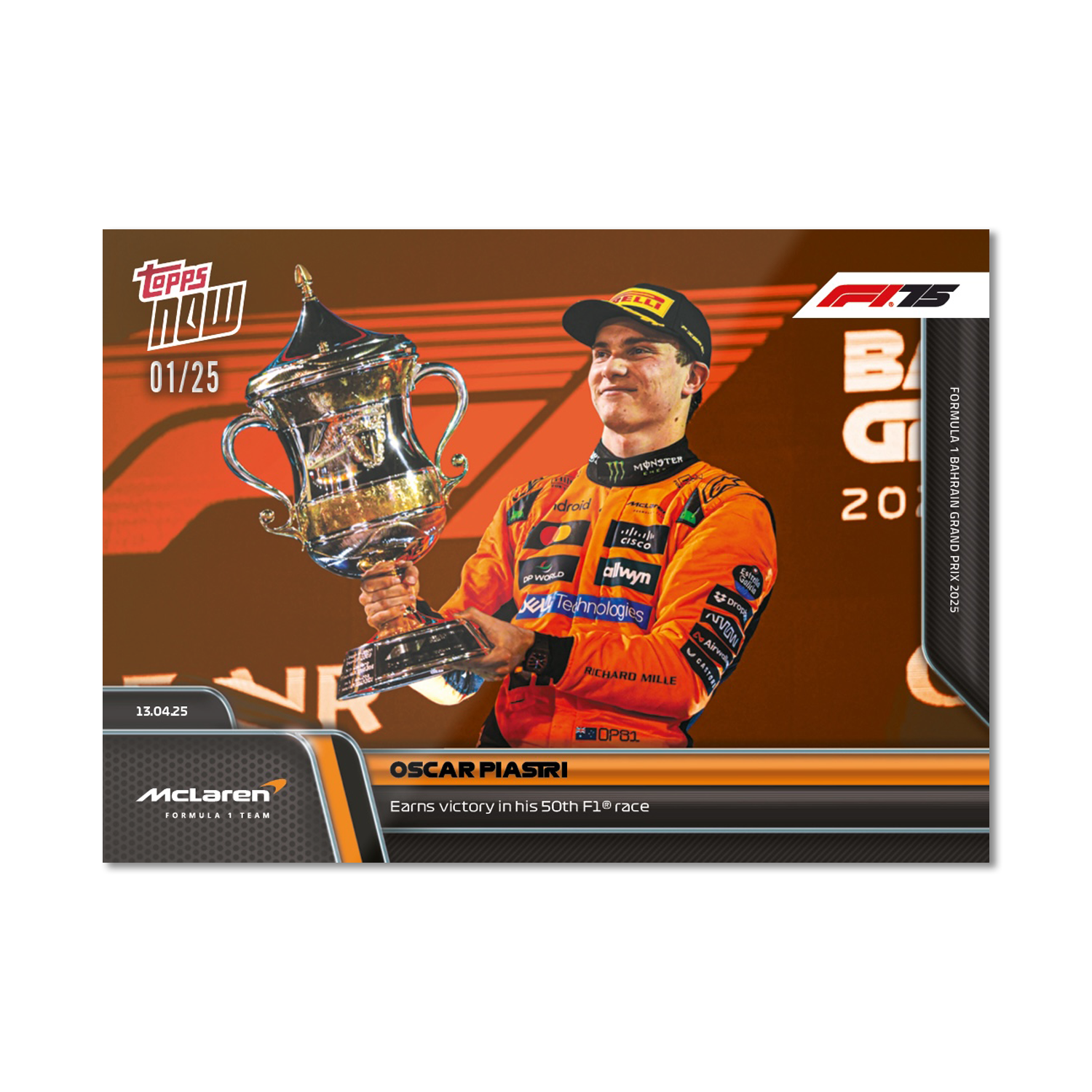 Oscar Piastri - 2025 Formula 1 Topps NOW Card 30 - PR: 2733 - Image 6