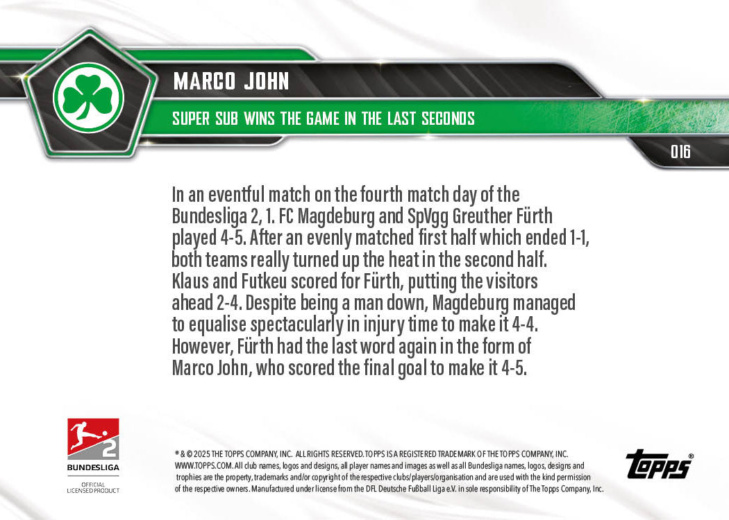 Marco John - 2025-26 Bundesliga Topps NOW - Card 16 - PR: 91 - Image 7