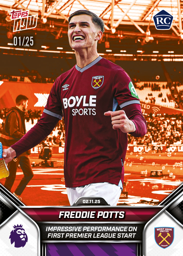 Freddie Potts - 2025-26 Premier League Topps NOW - Card 50 - PR: 1025 - Image 5