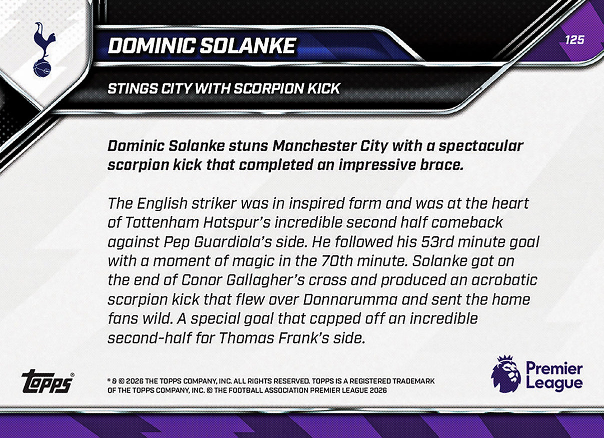 Dominic Solanke - 2025-26 Premier League Topps NOW - Card 125 - PR: 796 - Image 8