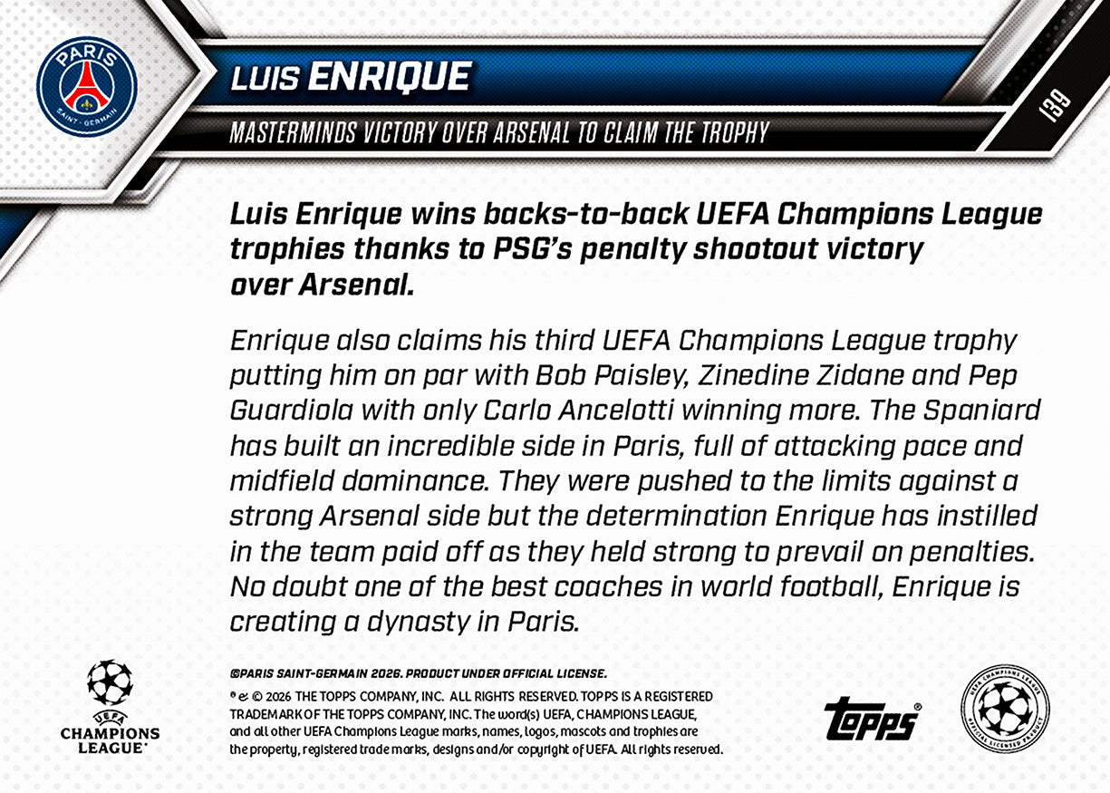Luis Enrique - 2025-26 UCL Topps NOW - Card 139 - PR: 2130 - Image 9