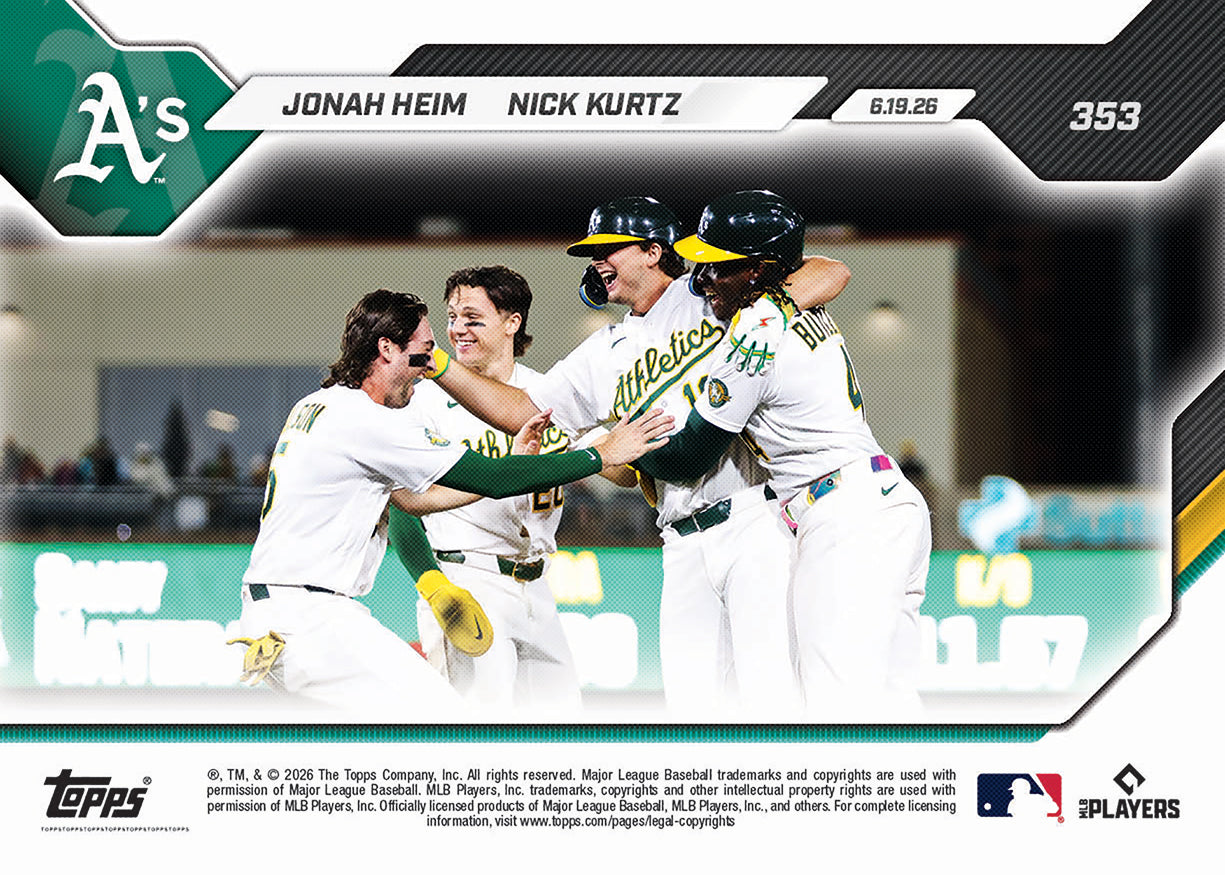 Jonah Heim / Nick Kurtz - 2026 MLB Topps NOW - Card 353 - PR: 456 - Image 2