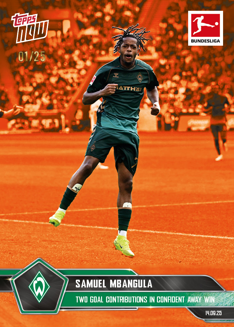 Samuel Mbangula - 2025-26 Bundesliga Topps NOW - Card 22 - PR: 326 - Image 5