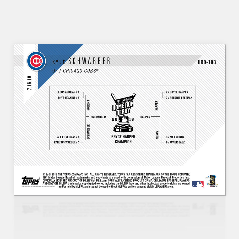 Alternative view of 2018 T-Mobile Home Run Derby Sock Relic # to 25 - Kyle Schwarber - MLB TOPPS NOW
