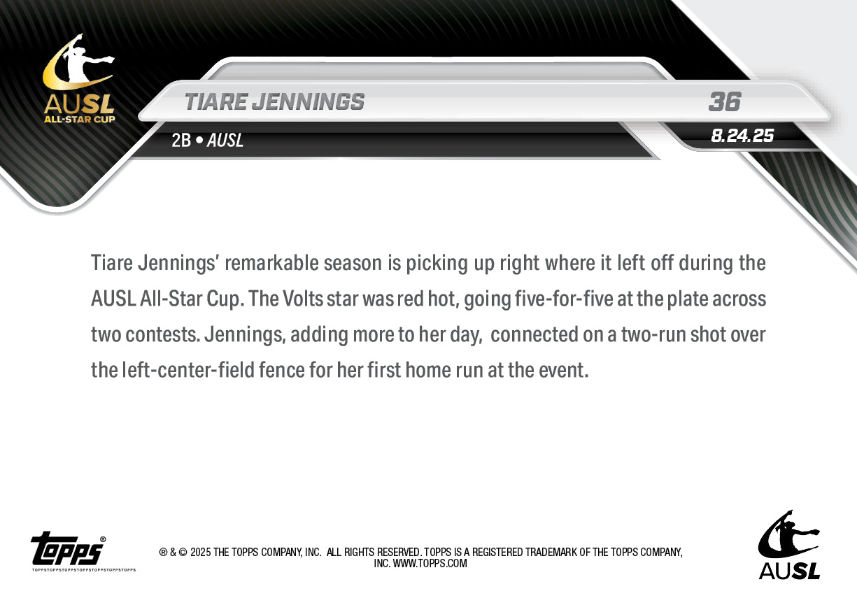 Tiare Jennings - 2025 AUSL Topps NOW - Card 36 - PR: 548 - Image 2