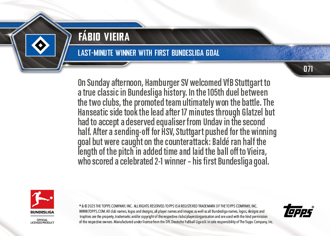 Fábio Vieira - 2025-26 Bundesliga Topps NOW - Card 71 - PR: 931 - Image 7