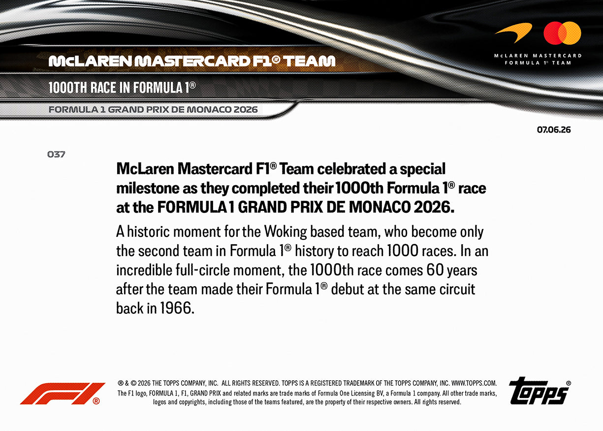 McLaren Mastercard F1 Team - 2026 Formula 1 Topps NOW - Card 37 - PR: 5080 - Image 8