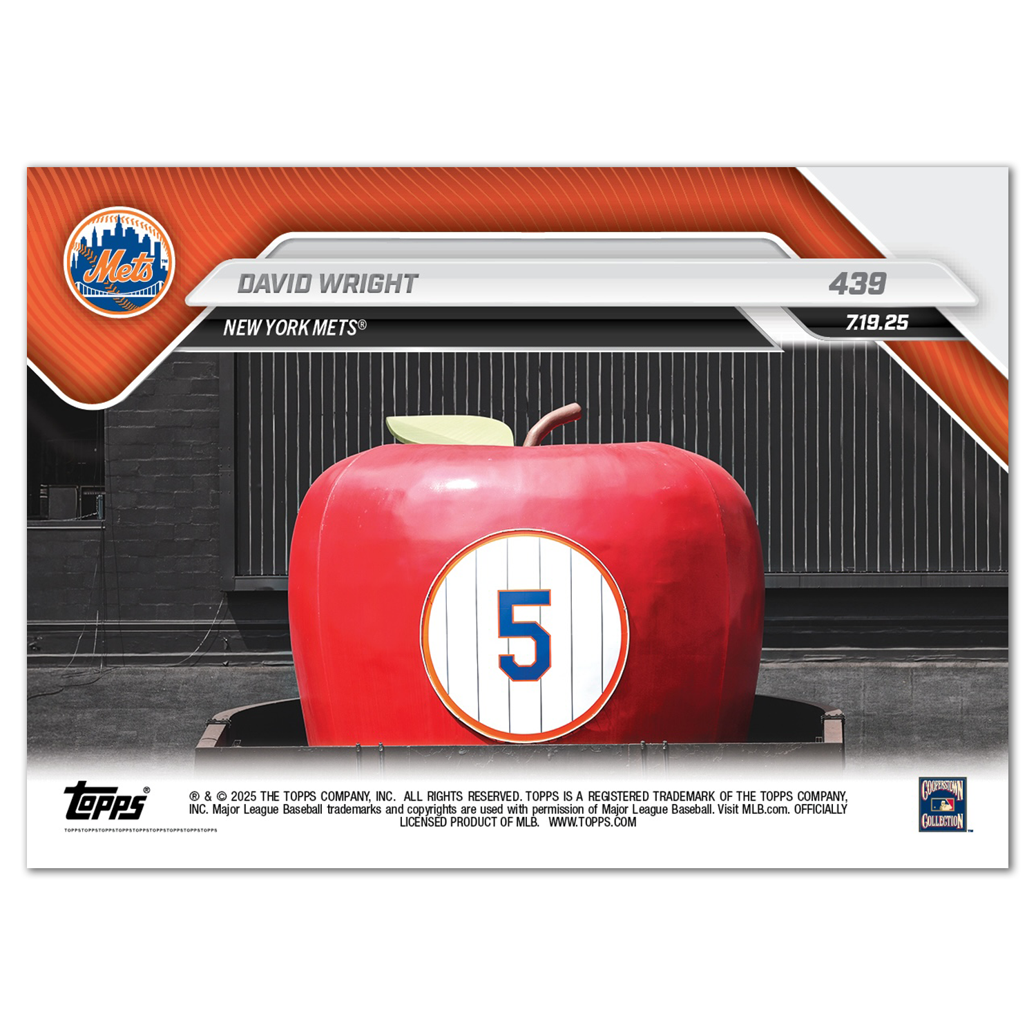 David Wright - 2025 MLB Topps NOW - Card 439 - LOOK FOR AUTOS - PR: 3314 - Image 3