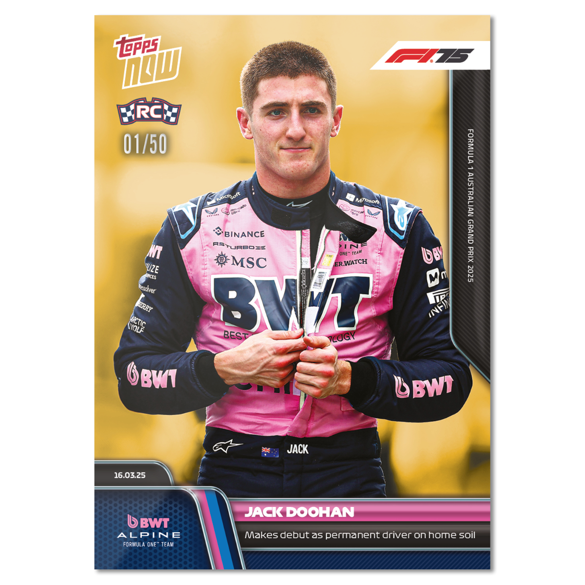 Jack Doohan - 2025 Formula 1 Topps NOW Card 18 - PR: 1025 - Image 7