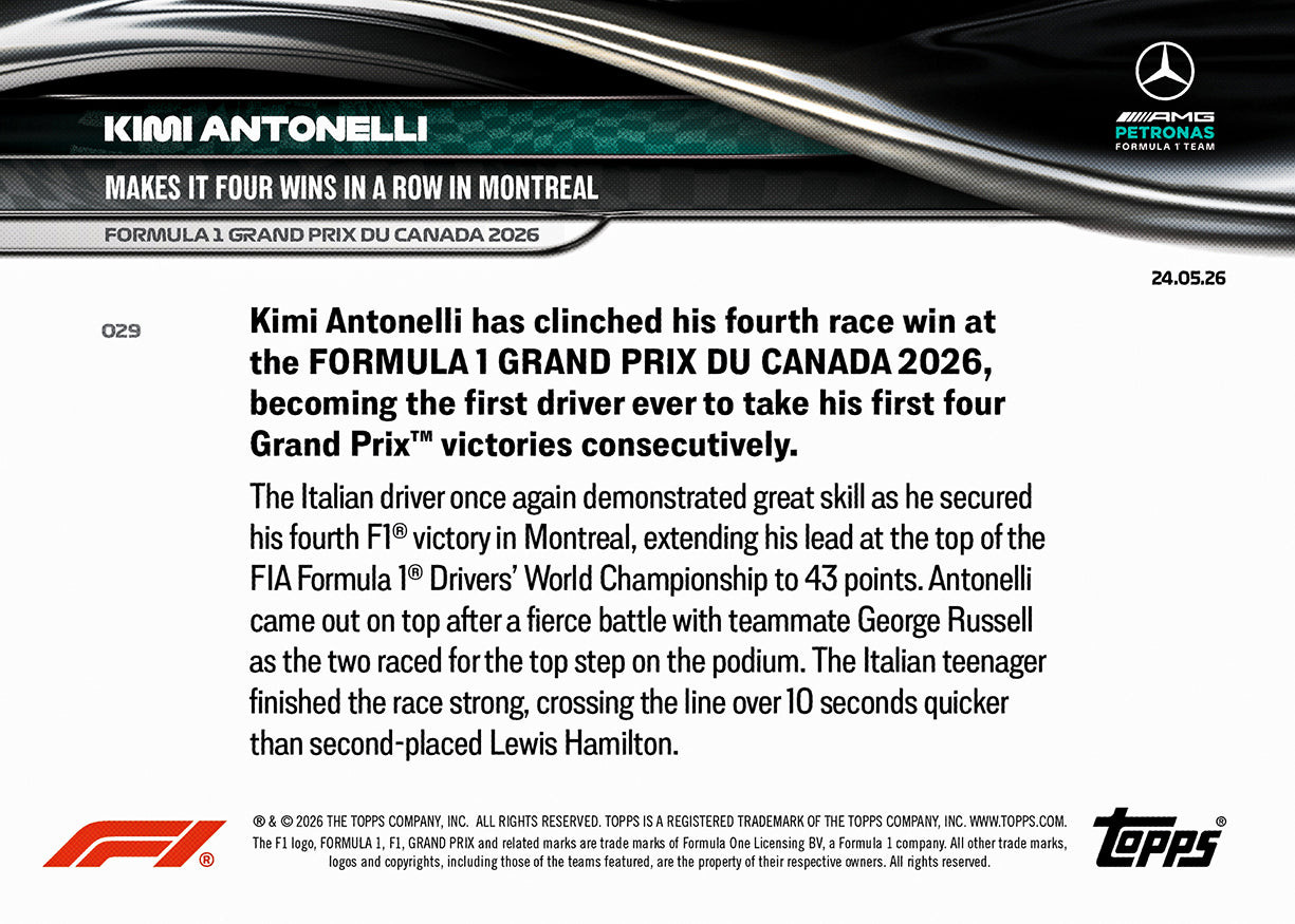 Kimi Antonelli - 2026 Formula 1 Topps NOW - Card 29 - PR: 12552 - Image 7