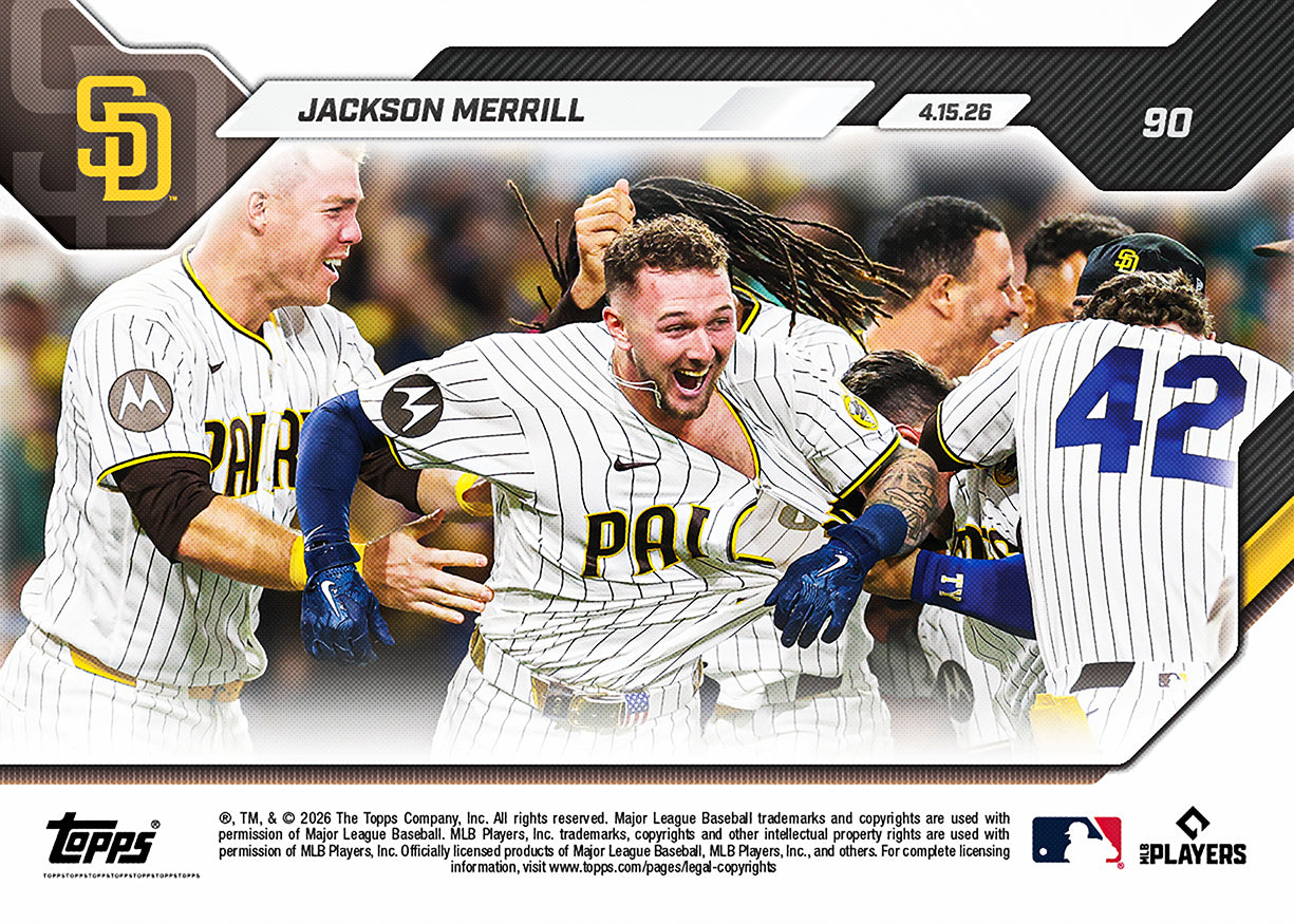 Jackson Merrill - 2026 MLB Topps NOW - Card 90 - PR: 1906 - Image 2
