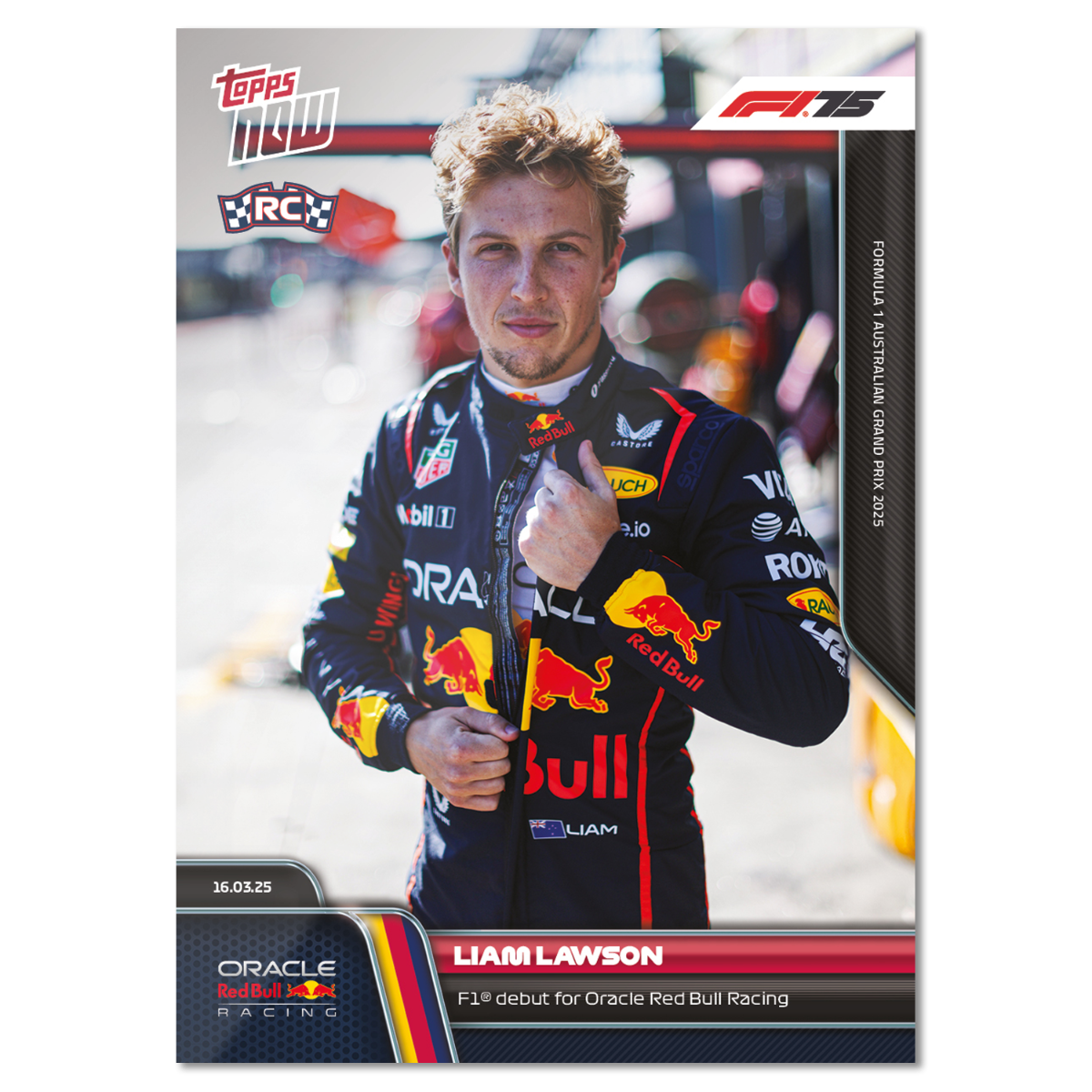 Liam Lawson - 2025 Formula 1 Topps NOW Card 17 - PR: 1195