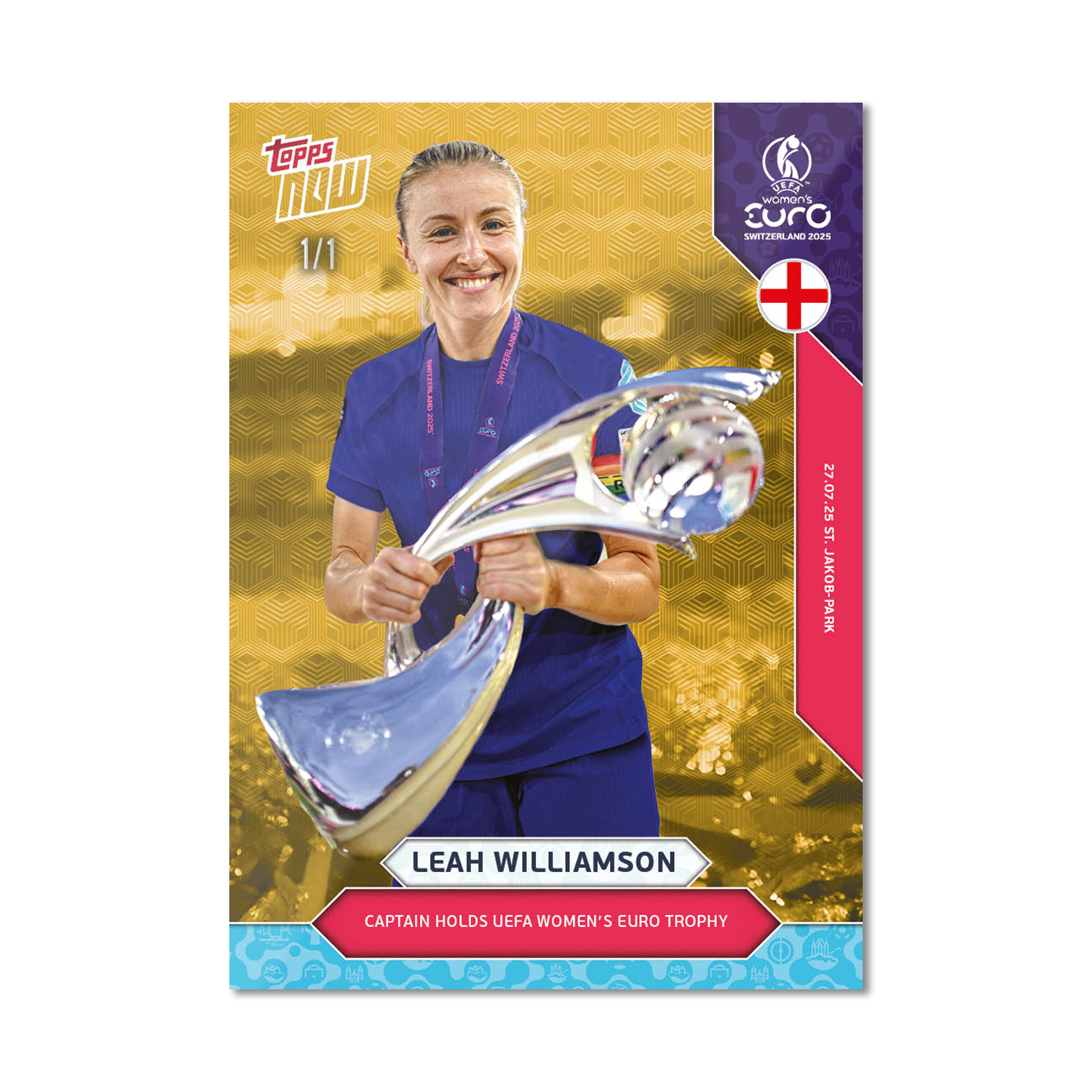Leah Williamson - UEFA Women’s EURO 2025™ Topps NOW - Card 27 - LOOK FOR AUTO - PR: 915 - Image 3
