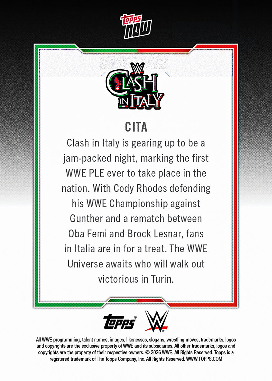 Clash in Italy - 2026 WWE Topps NOW - Card CITA - PR: 1194 - Image 3