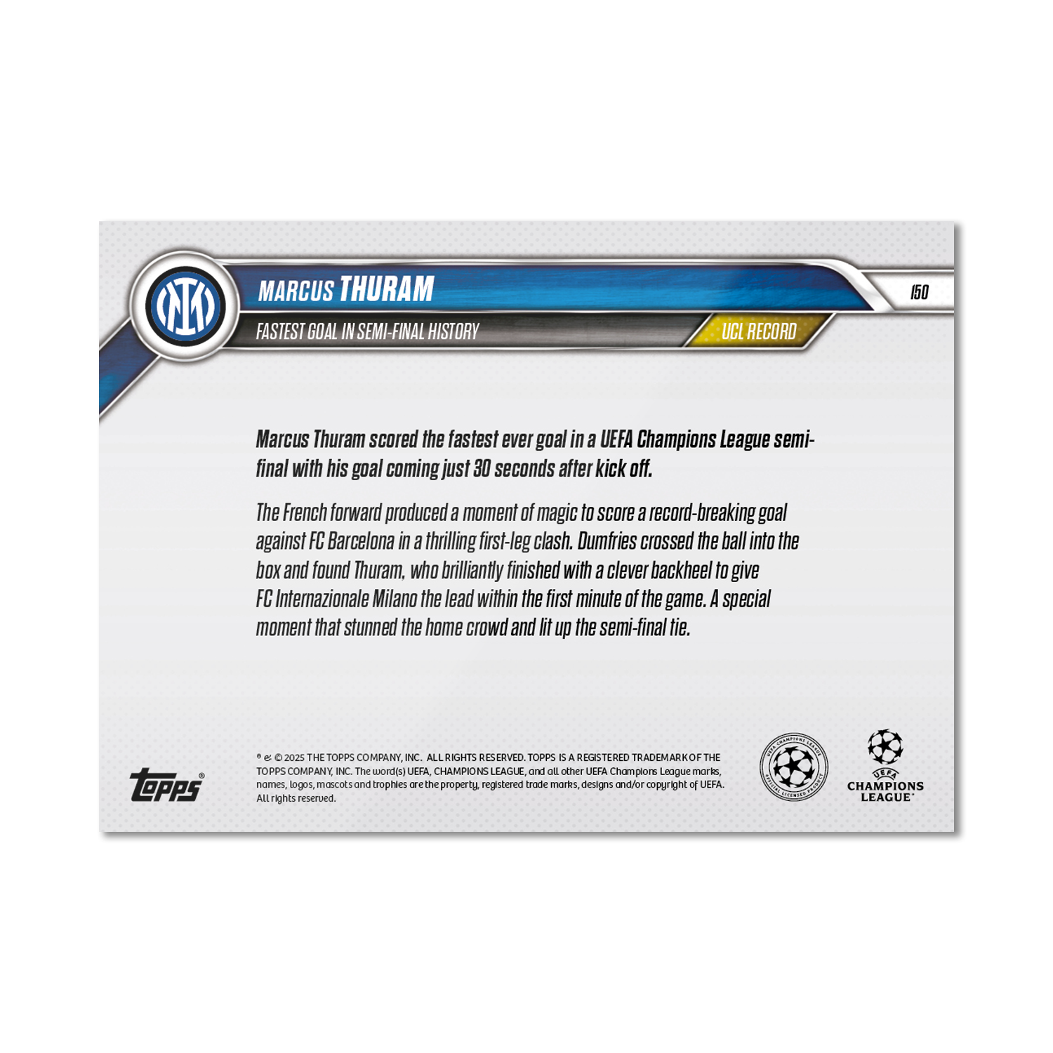 Marcus Thuram - 2024-25 UCL Topps NOW - Card 150 - PR: 384 - Image 7