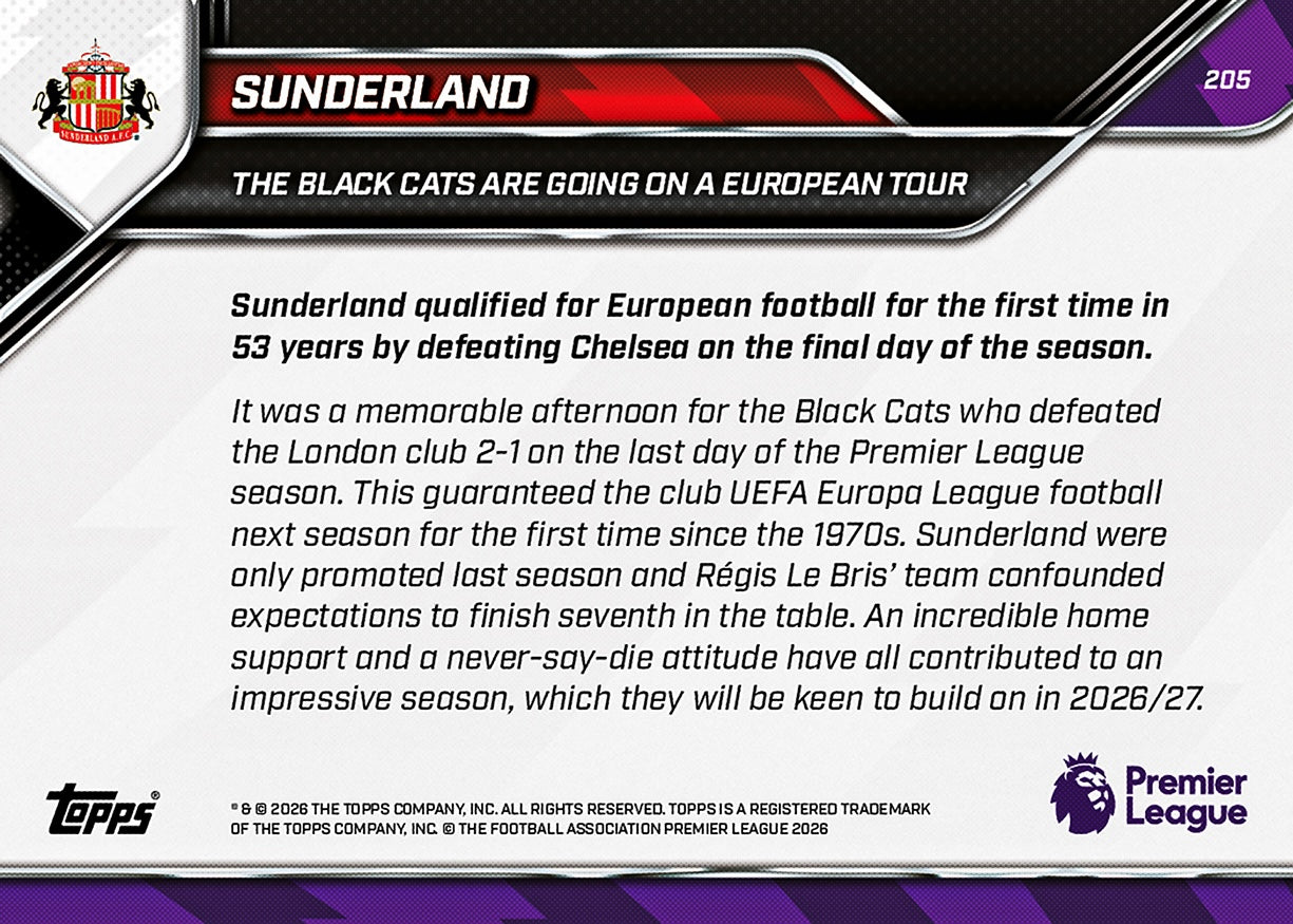 Sunderland - 2025-26 Premier League Topps NOW - Card 205 - PR: 1300 - Image 7