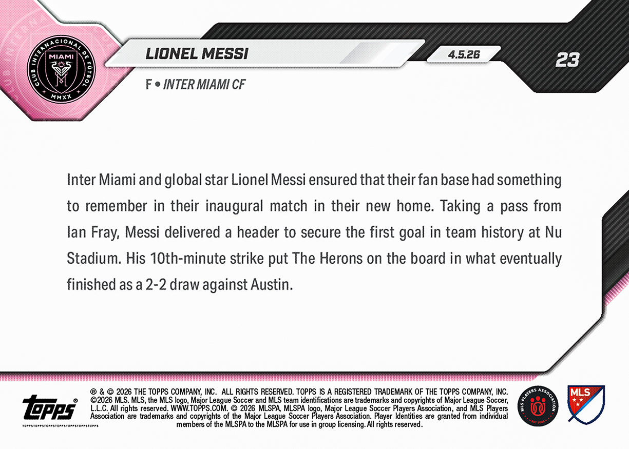 Lionel Messi - 2026 MLS Topps NOW - Card 23 - PR: 9149 - Image 3