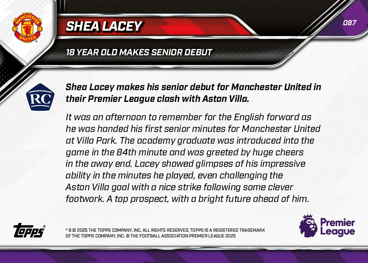 Shea Lacey - 2025-26 Premier League Topps NOW - Card 87 - PR: 2680 - Image 7