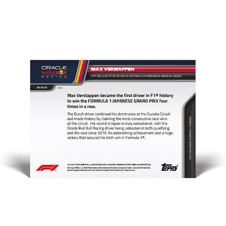 Max Verstappen - 2025 Formula 1 Topps NOW Card 25 - PR: 3122 - Image 3