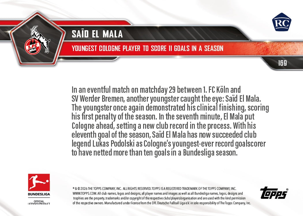 Saïd El Mala - 2025-26 Bundesliga Topps NOW - Card 169 - PR: 1896 - Image 7