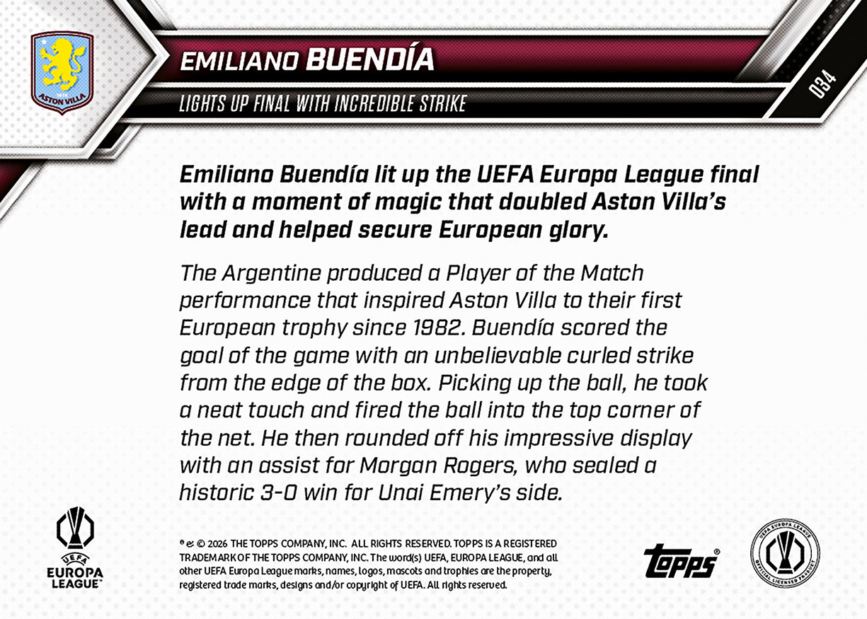 Emiliano Buendía - 2025-26 UEL Topps NOW - Card 34 - PR: 602 - Image 9