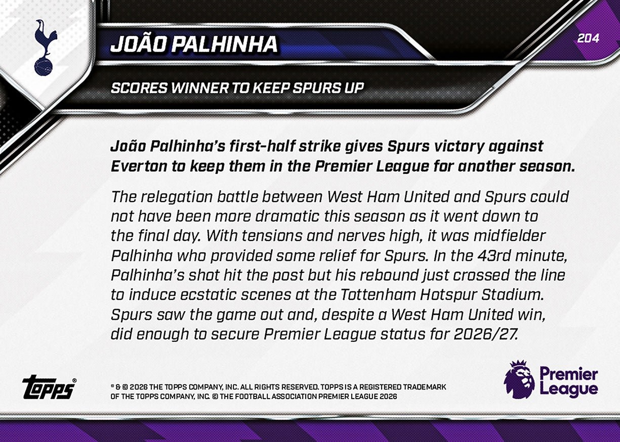 João Palhinha - 2025-26 Premier League Topps NOW - Card 204 - PR: 637 - Image 7