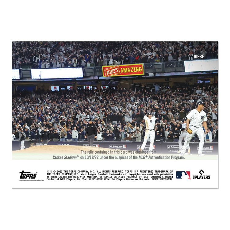Game-used Base Relic # to 1 - New York Yankees - 2022 MLB TOPPS NOW Card 1098F - Image 2