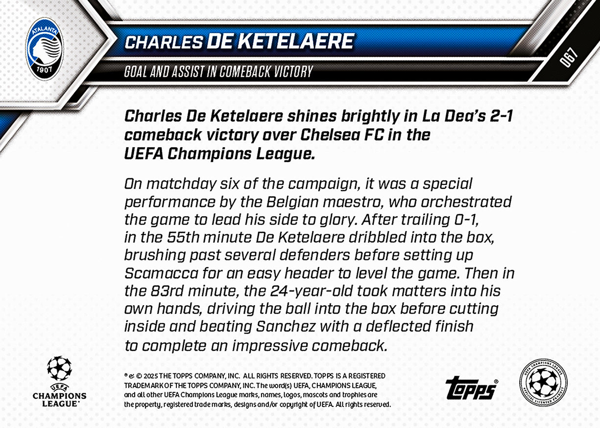 Charles De Ketelaere - 2025-26 UCL Topps NOW - Card 67 - PR: 154 - Image 7