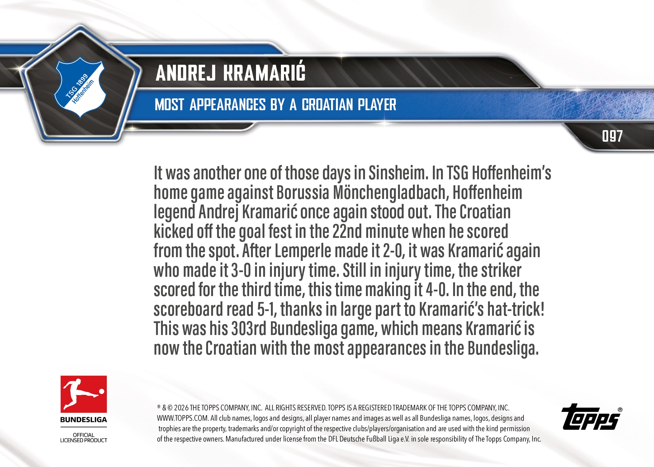 Andrej Kramarić - 2025-26 Bundesliga Topps NOW - Card 97 - PR: 210 - Image 7