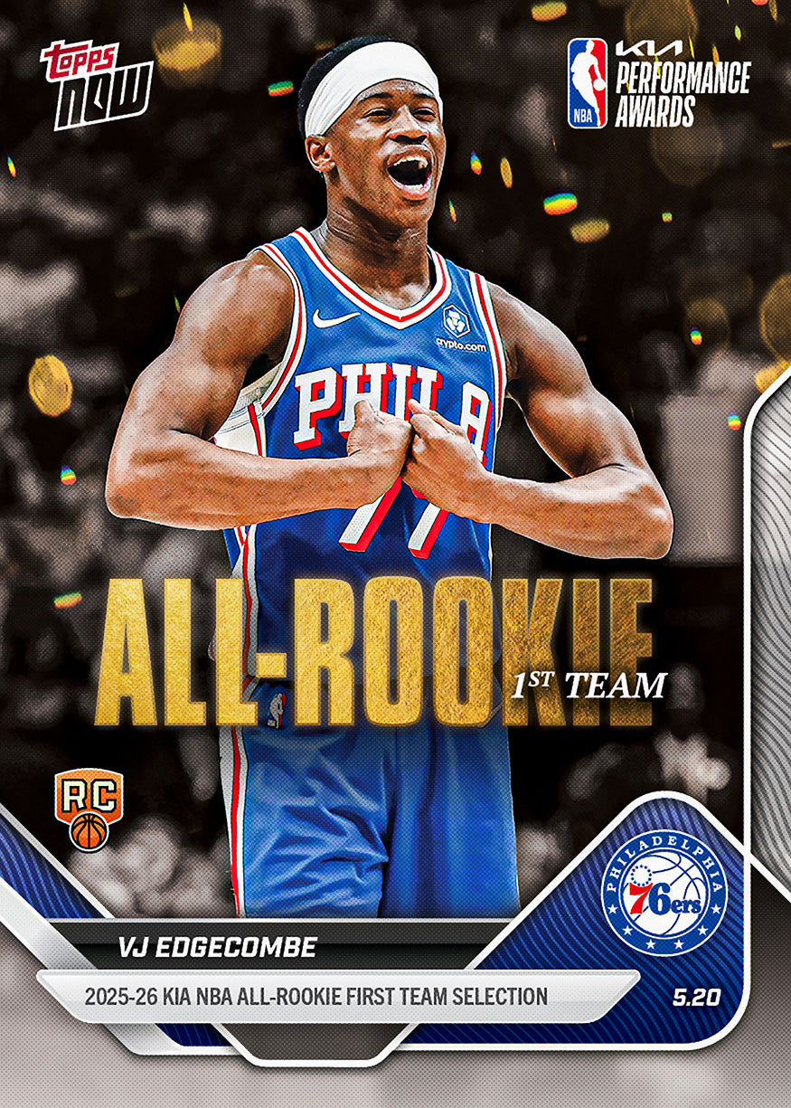 VJ Edgecombe - 2025-26 NBA Topps NOW - Card AR03 - PR: 5868