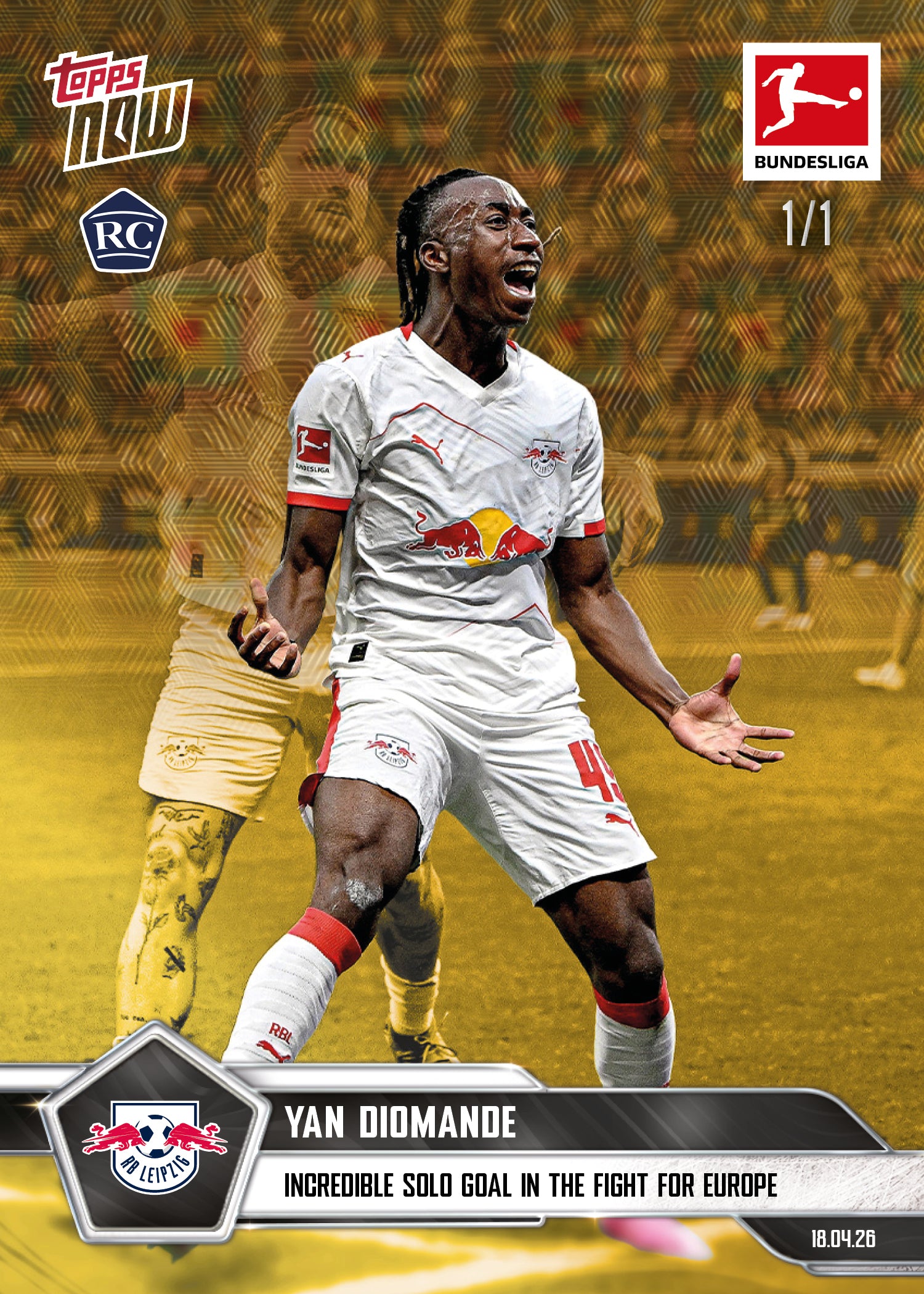 Alternative view of Yan Diomande - 2025-26 Bundesliga Topps NOW - Card 174 - PR: 2058