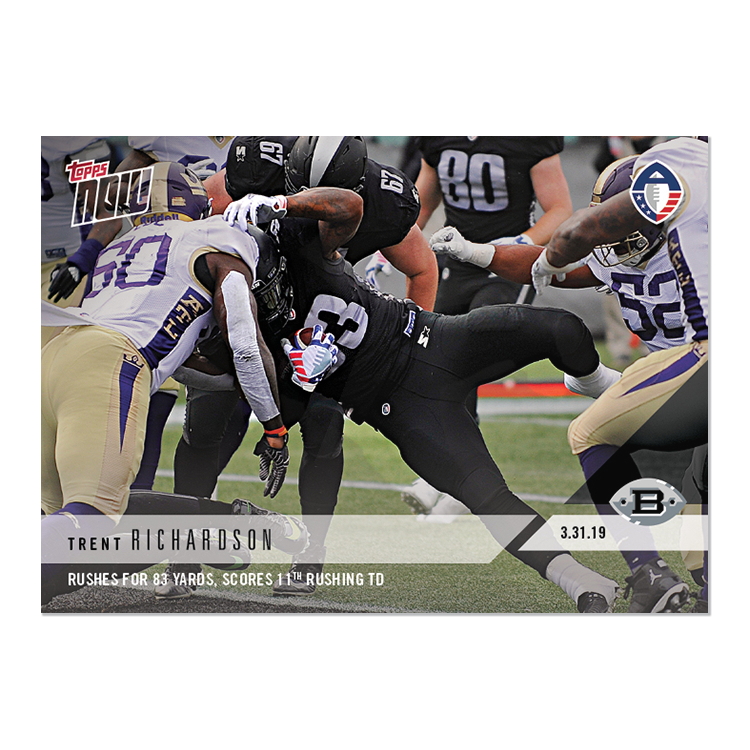 Trent Richardson - AAF TOPPS NOW Card 42 - Print Run: 214