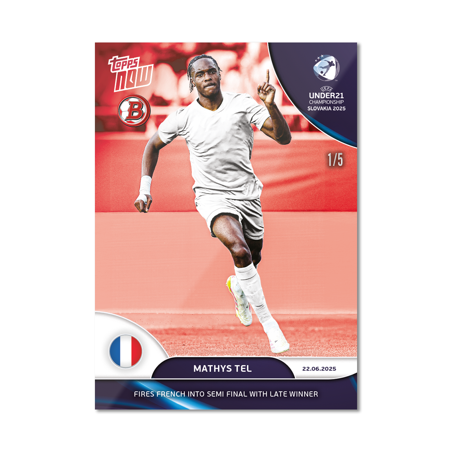 Mathys Tel - 2025 UEFA Euro U-21 Topps NOW - Card 9 - PR: 126 - Image 3