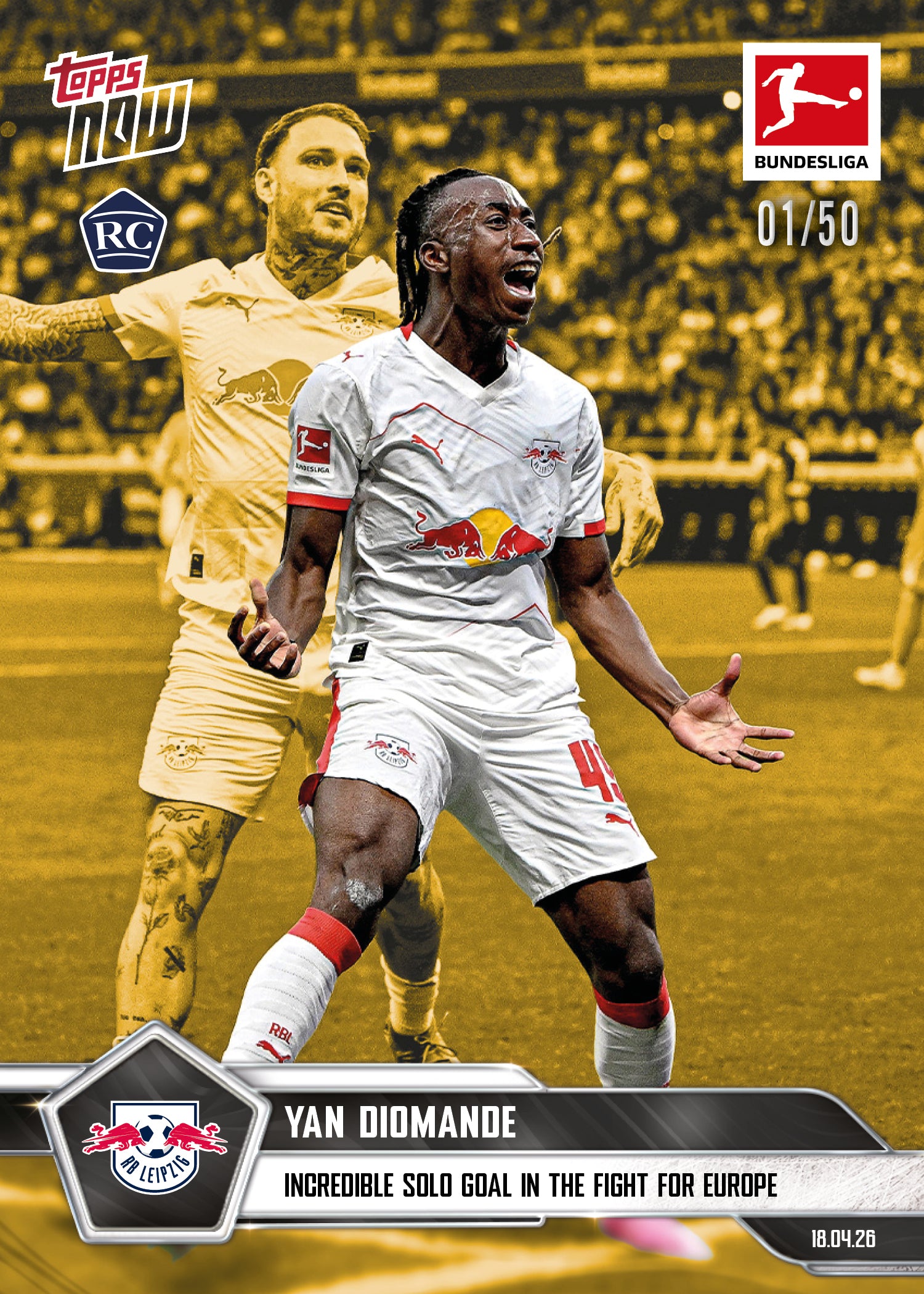 Yan Diomande - 2025-26 Bundesliga Topps NOW - Card 174 - PR: 2058 - Image 6