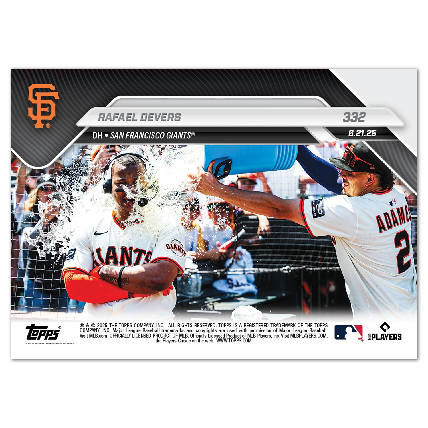 Rafael Devers - 2025 MLB Topps NOW - Card 332 - PR: 1020 - Image 2