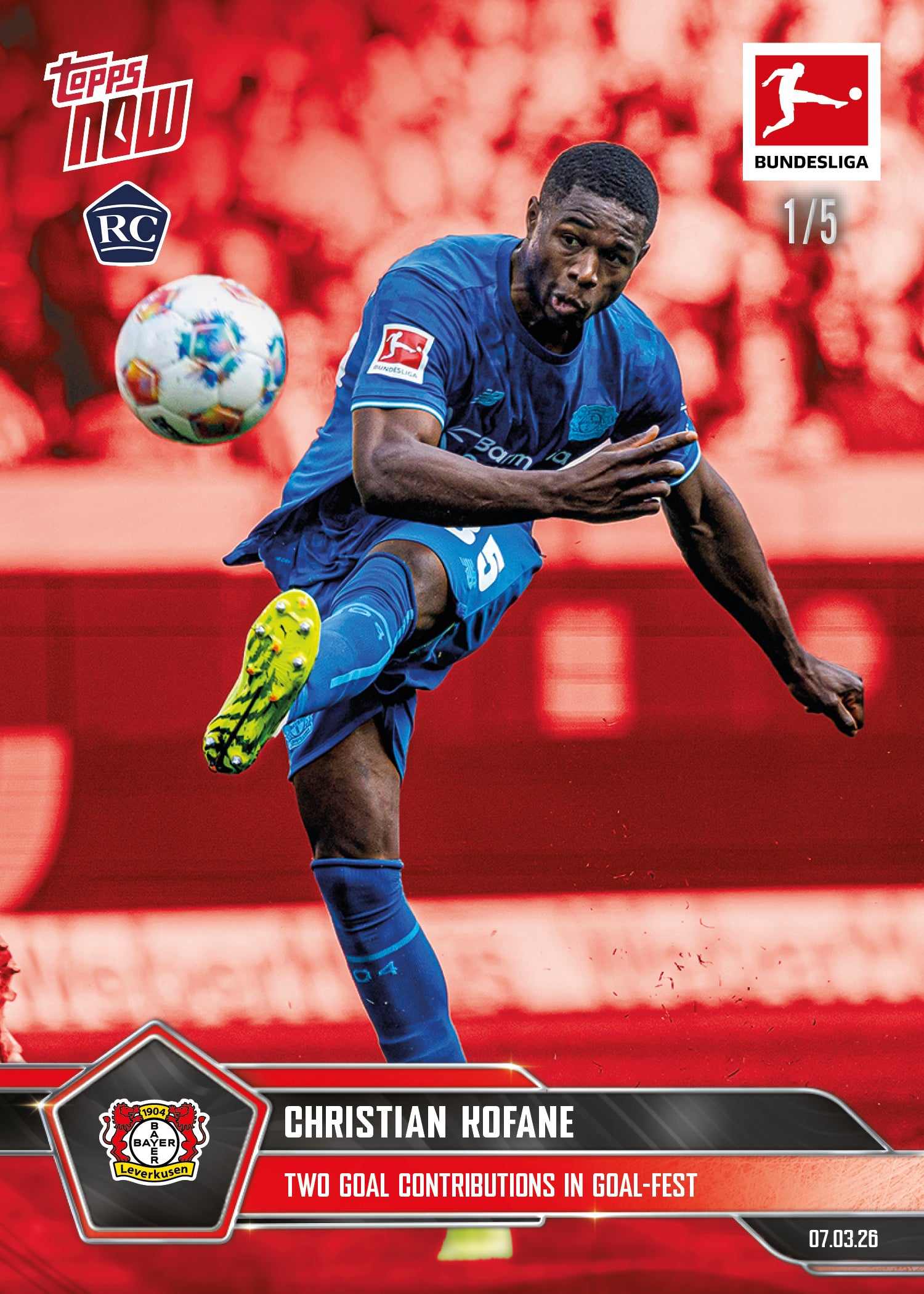 Christian Kofane - 2025-26 Bundesliga Topps NOW - Card 142 - PR:644 - Image 3