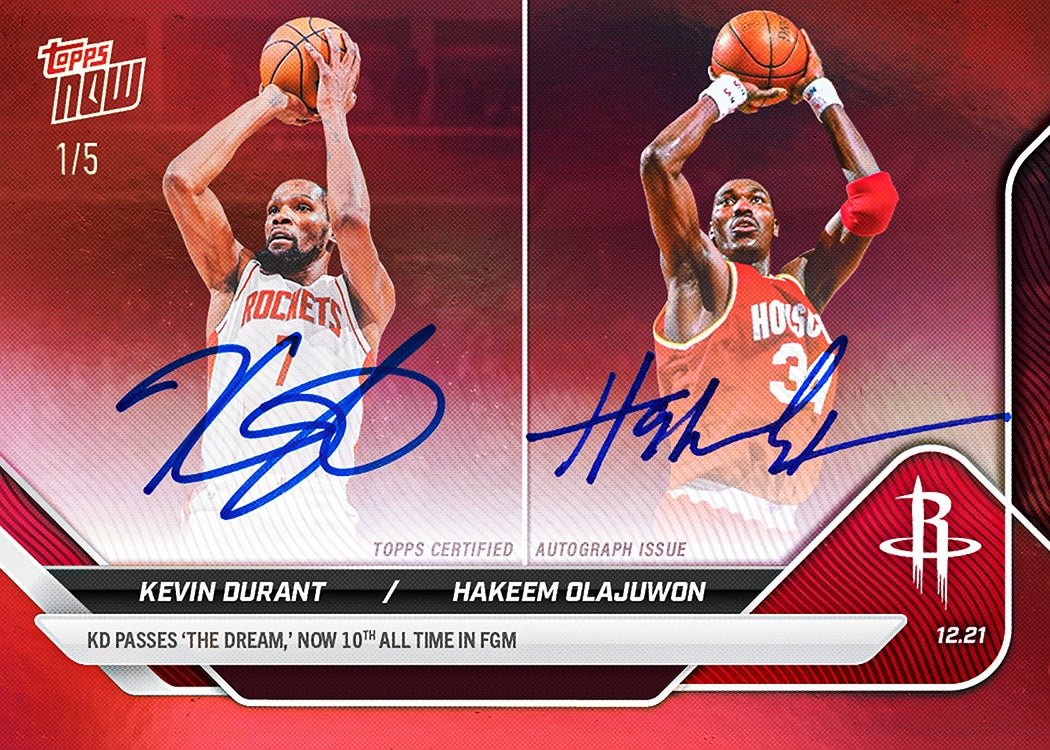 Kevin Durant/Hakeem Olajuwon - 2025-26 NBA Topps NOW - Card 96 - PR: 3882 - Image 2