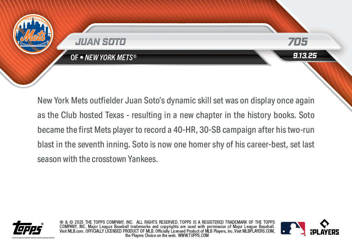 Juan Soto - 2025 MLB Topps NOW - Card 705 - PR: 1393 - Image 2