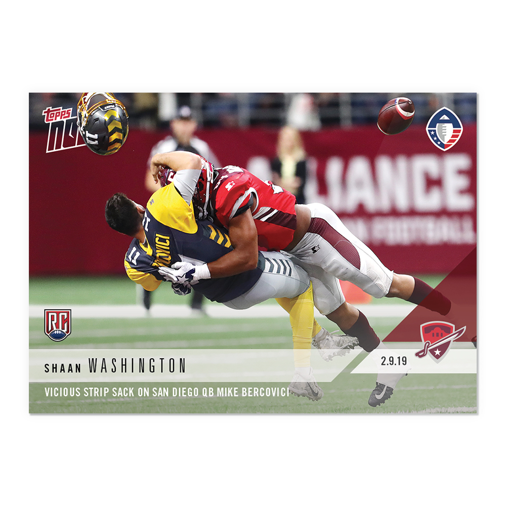 Shaan Washington - AAF TOPPS NOW Card 4 - Print Run: 736