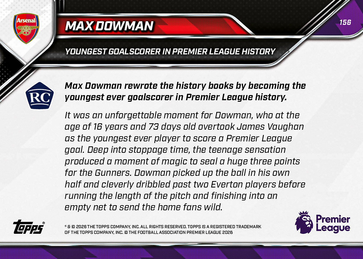 Max Dowman - 2025-26 Premier League Topps NOW - Card 156 - PR:75021 - Image 10