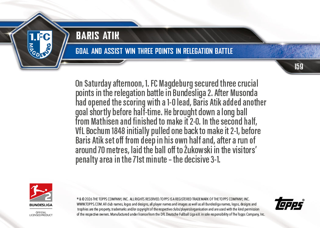 Baris Atik - 2025-26 Bundesliga Topps NOW - Card 159 - PR: 330 - Image 7