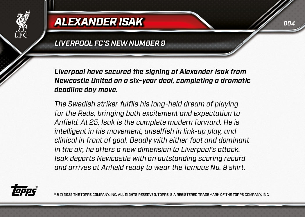 Alexander Isak - 2024-25 Liverpool Topps NOW - Card 4 - PR: 1900 - Image 7